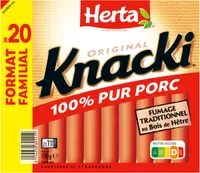 HERTA KNACKI Saucisses 100% pur porc x20 - 700g