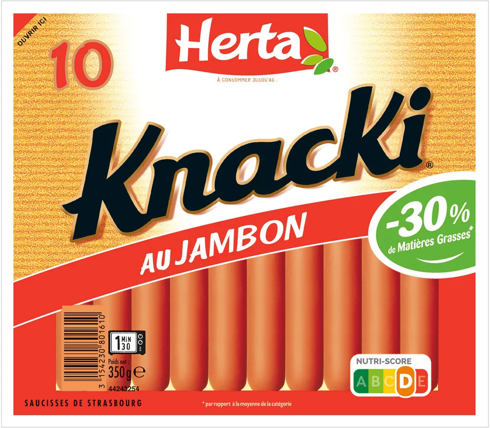HERTA KNACKI Saucisses au Jambon x10 - 350g