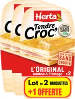 HERTA Croque-Monsieur Jambon fromage sans croûtex2 LOT2+1OFT