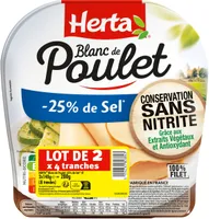 HERTA Blanc Poulet sel réduit sans nitrite x4 LOT 2