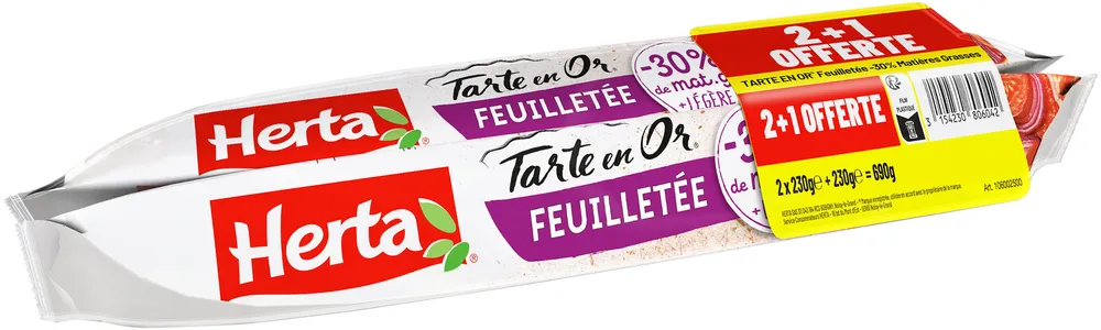 HERTA TARTE EN OR Pâte Feuilletée -30% M.G LOT 2+1 OFFERT