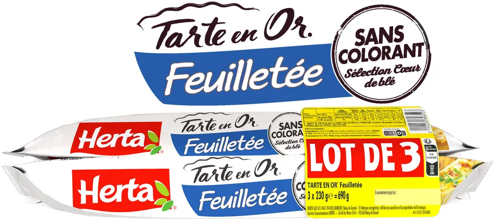 HERTA TARTE EN OR Pâte Feuilletée LOT 3