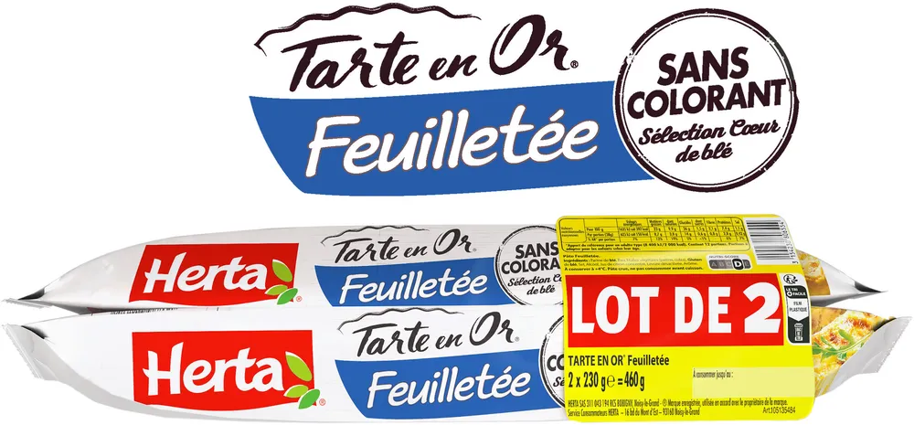 HERTA TARTE EN OR Pâte Feuilletée LOT 2