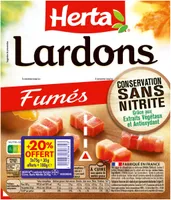 HERTA Lardons Fumés Conservation Sans Nitrite 2x75g+20%OFT