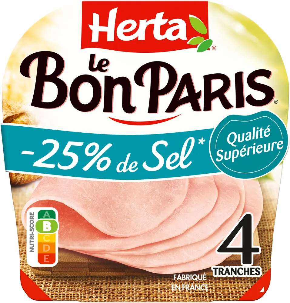 HERTA LE BON PARIS Jambon sel réduit x4 - 140g
