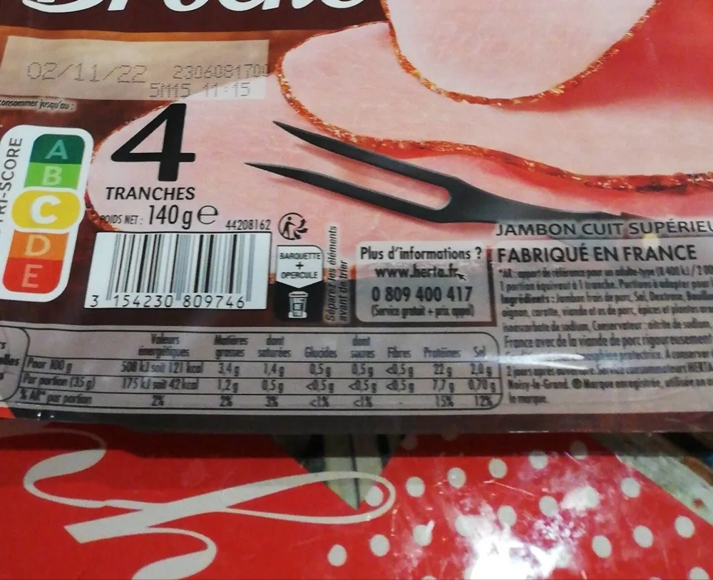 HERTA LE BON PARIS Jambon broche x4 - 140g