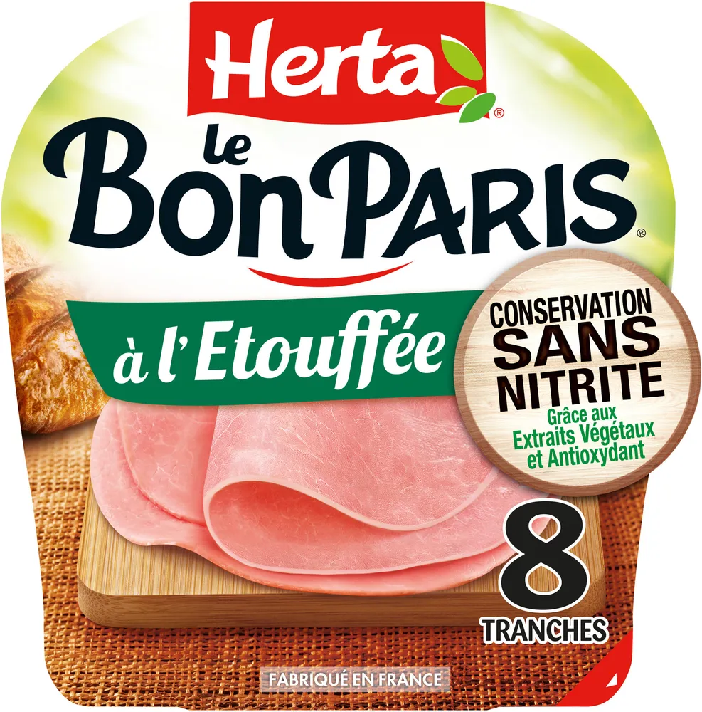 HERTA LE BON PARIS Jambon à l'étouffée sans nitrite x8 -280g