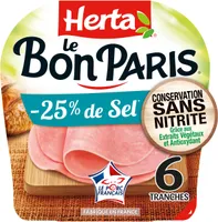 HERTA LE BON PARIS Jambon sel réduit sans nitrite x6-210g