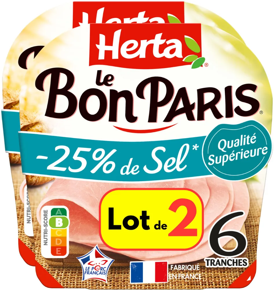 HERTA LE BON PARIS Jambon sel réduit x6 LOT 2