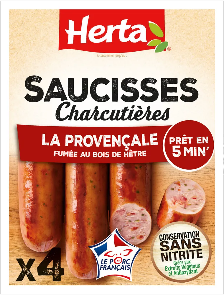 HERTA Saucisses charcutière la provençale CSN X4 - 280g