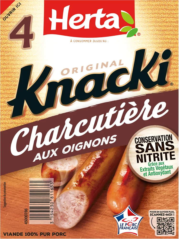 HERTA KNACKI saucisses Charcutières aux oignons CSN 4P