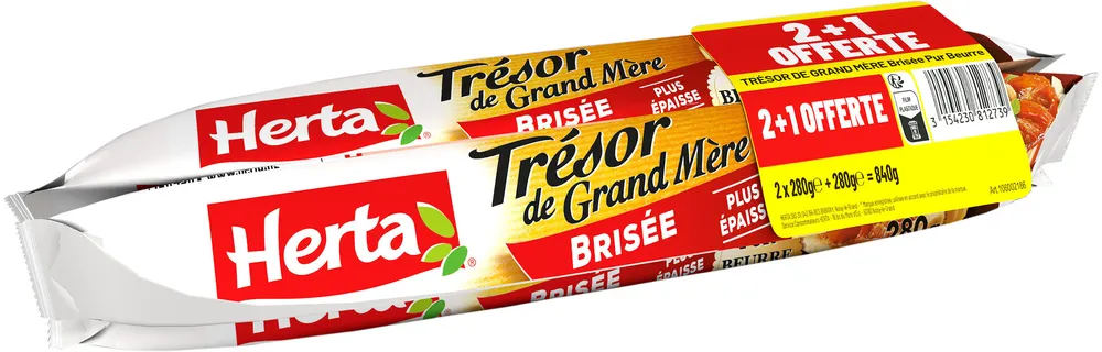 HERTA TGM pâte brisée pur beurre 280g LOT 2+1 OFFERT