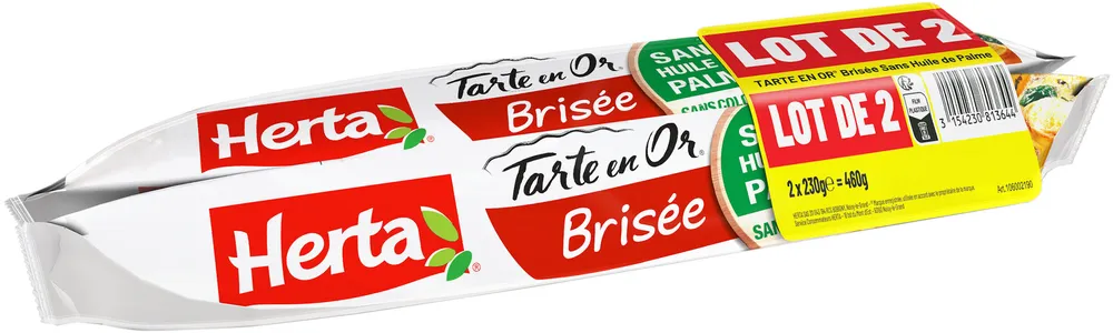 HERTA TARTE EN OR Pâte Brisée sans Huile Palme LOT 2