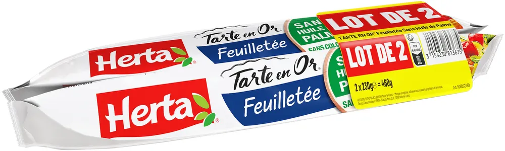 HERTA TARTE EN OR Pâte Feuilletée sans huile de palme LOT 2
