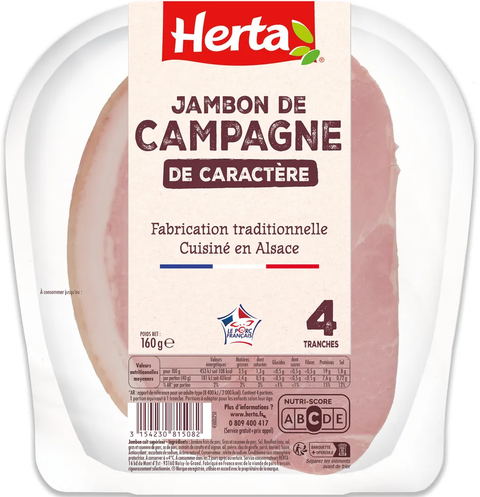 HERTA Jambon Campagne x4 -160g
