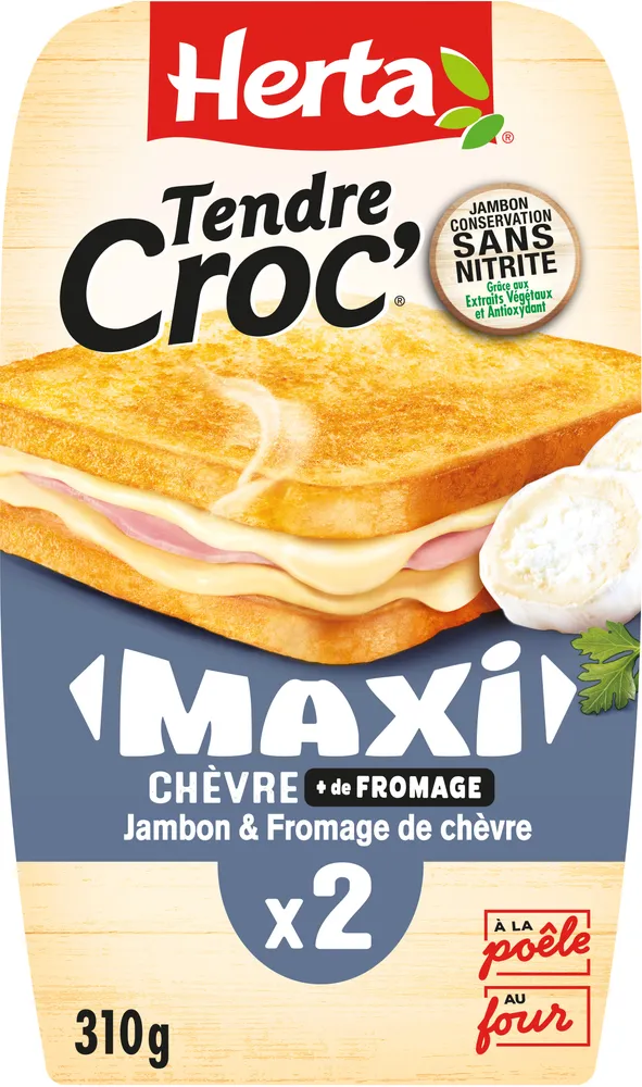 HERTA Croque-Monsieur Maxi chèvre jambon CSNx2 310G