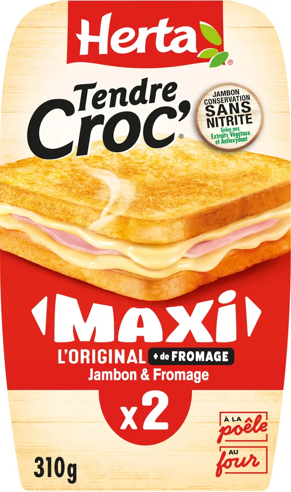 HERTA Croque-Monsieur Maxi jambon fromage CSNx2 310G