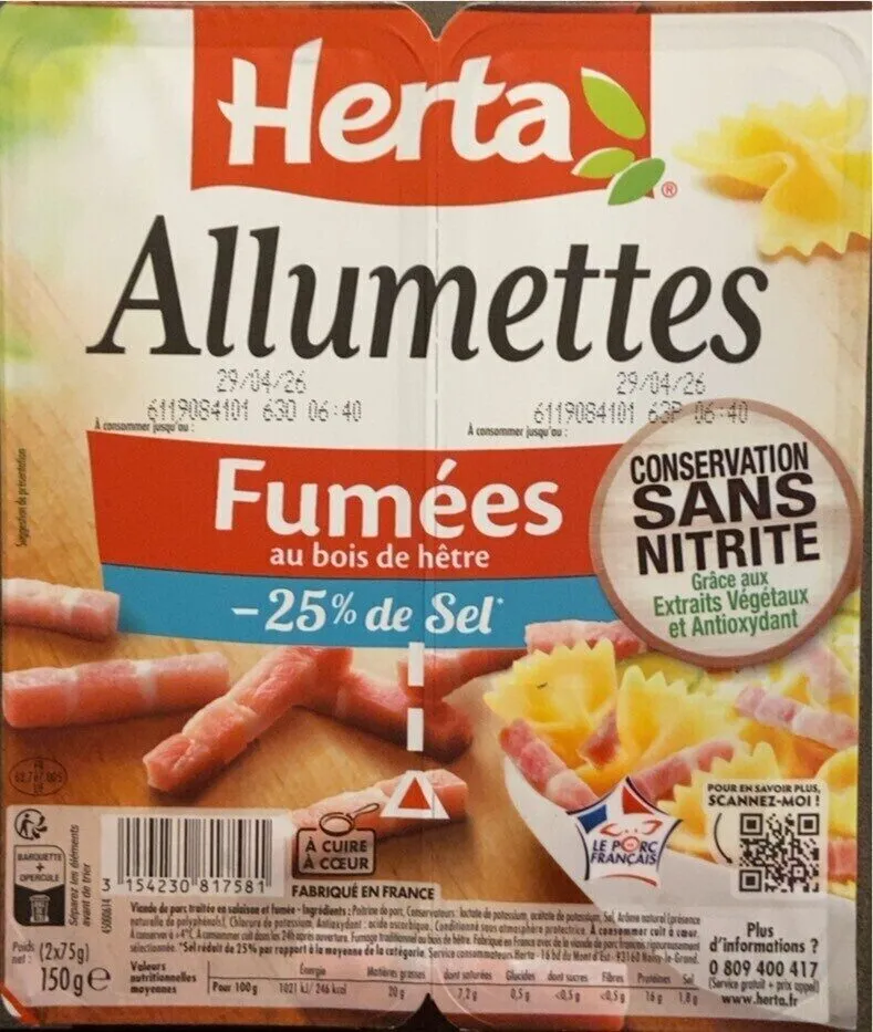 Allumettes fumees -25% de sel