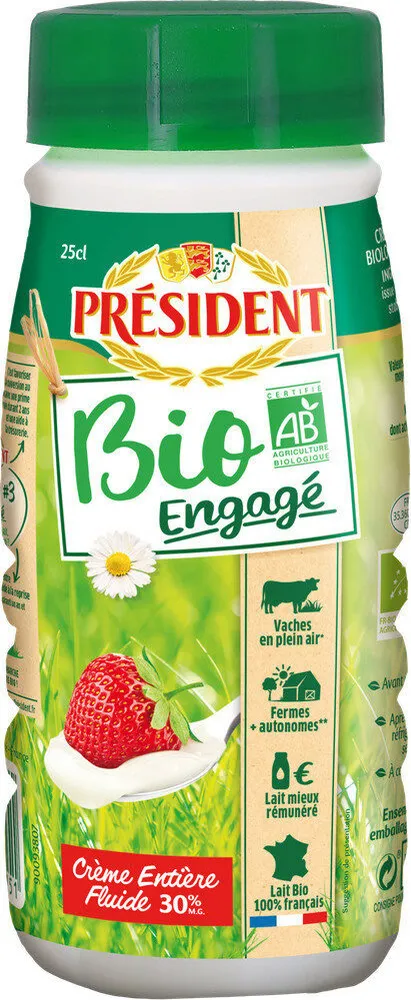 Crème fluide biologique Longue conservation Président
