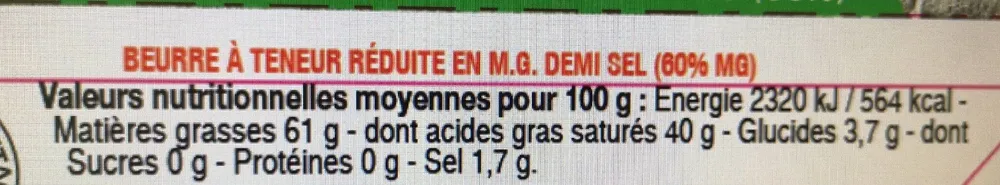 beurre allégé demi-sel