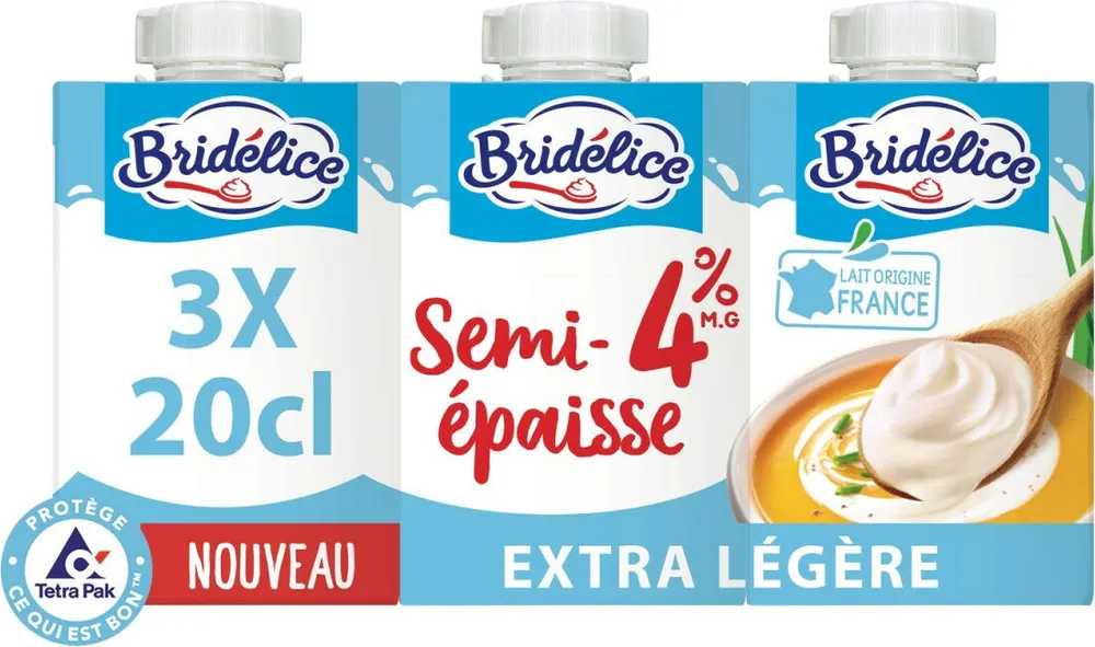 Crème UHT Semi-Épaisse Extra Légère 4% MG