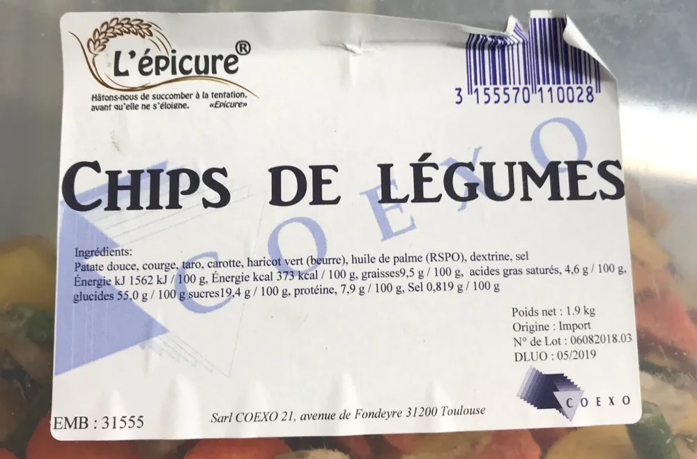 Chips de légumes