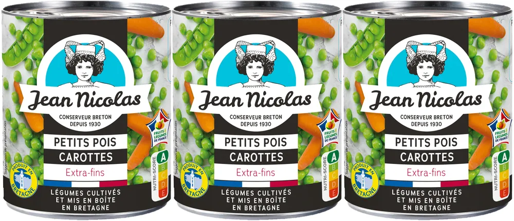 Tripack 1/4ofx3 petits pois extra fins carottes etuvee