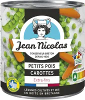 Petits pois extra fins Carottes étuv. Prod.Bretagne Jean Nicolas 265g