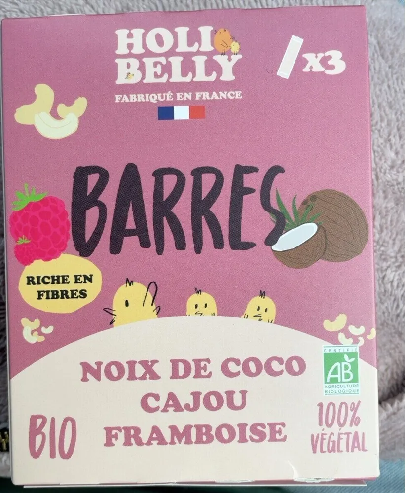 Barres noix de coco cajou framboise