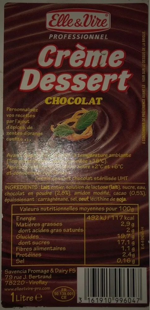 Crème dessert chocolat