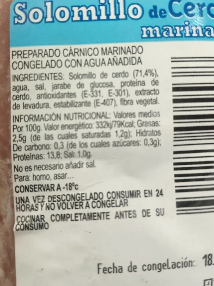 Solomillo de cerdo marinado