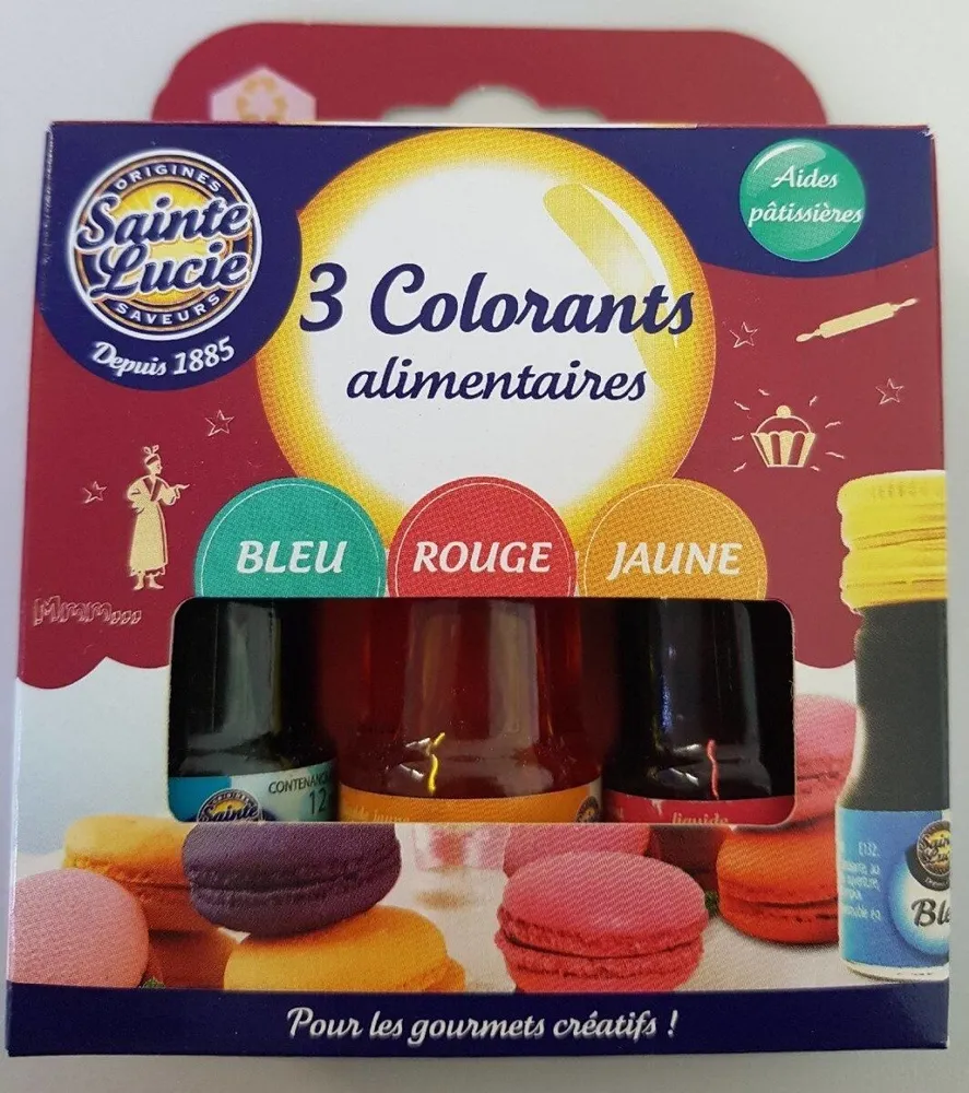 3 colorants alimentaires assortis Sainte Lucie
