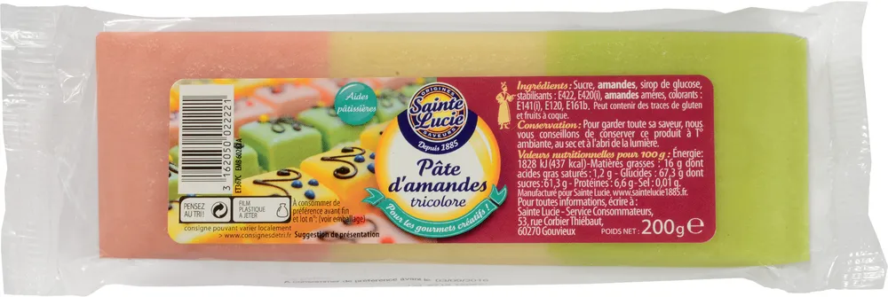 Pâte d'amandes tricolore