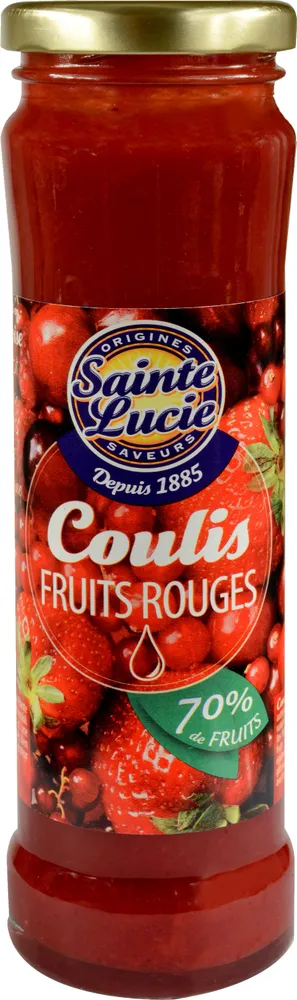 Sainte Lucie coulis fruits rouges