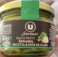 Sauce pesto epinards ricotta noix de cajou
