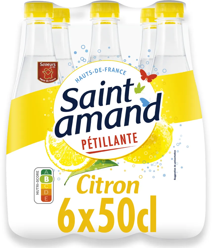 St Amand Eau Minérale Naturelle pétillante aromatisée CITRON 6X50CL
