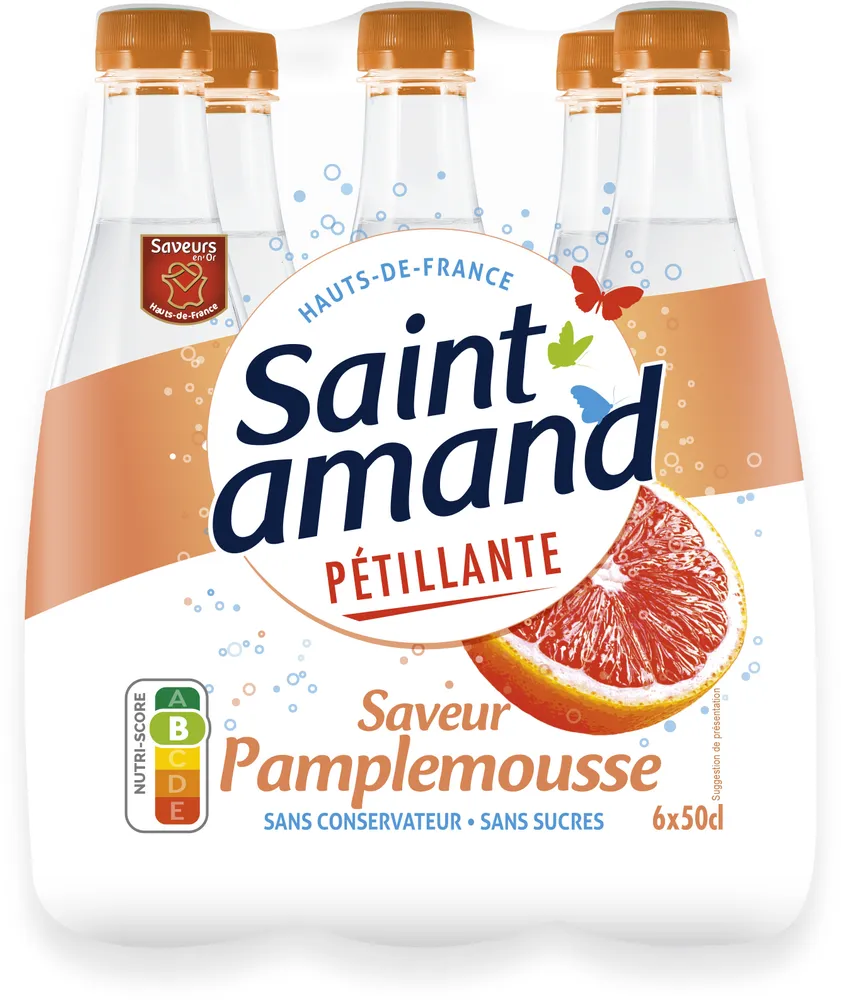 St Amand Eau Minérale Naturelle pétillante aromatisée Pamplemousse 6x50CL
