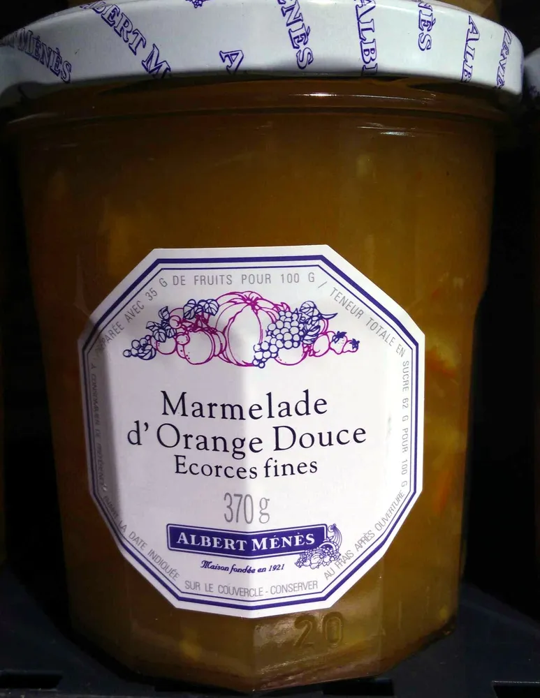 Marmelade d'orange douce écorces fines