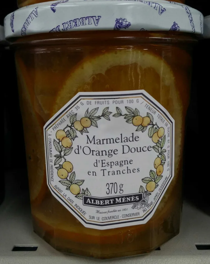 Marmelade d'Orange Douce d'Espagne en Tranches