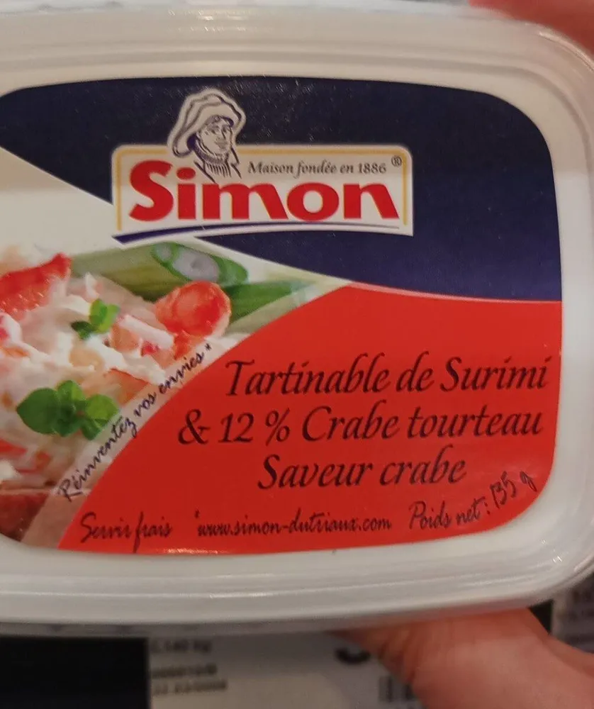 Tartinable de surimi et 12% Crabe tourteau