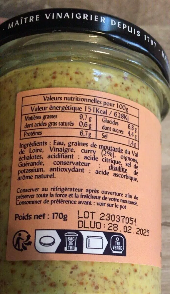 Moutarde d’Orléans au curry