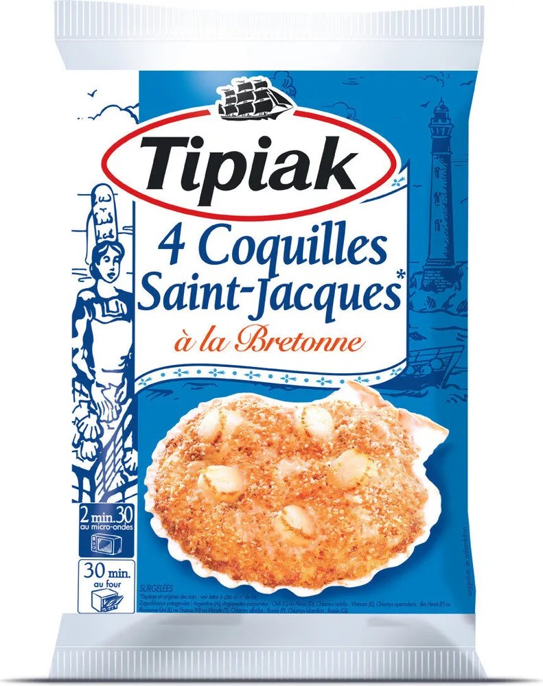 4 Coquilles Saint-Jacques* à la Bretonne, Surgelées
