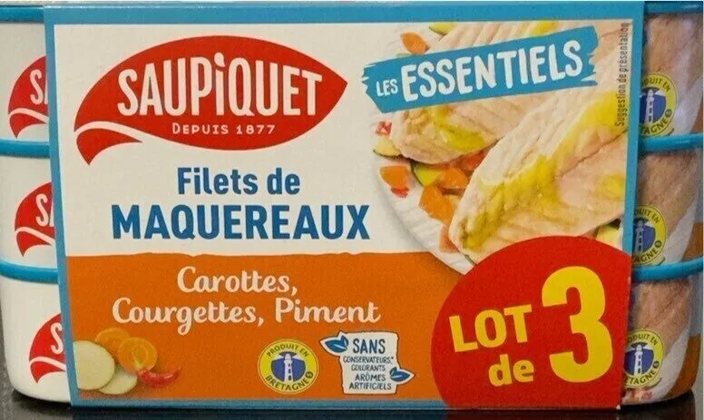 Filets de maquereaux carottes, courgettes, piment