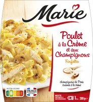 Poulet à la crème et aux champignons, farfalles