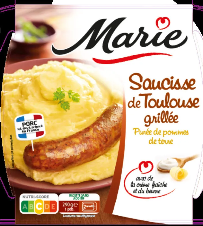 Saucisse de Toulouse grillée & purée au beurre