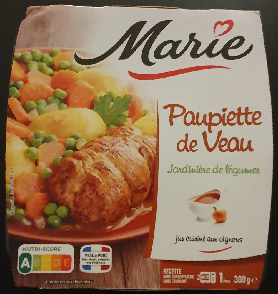 Paupiette de veau jardinière de légumes