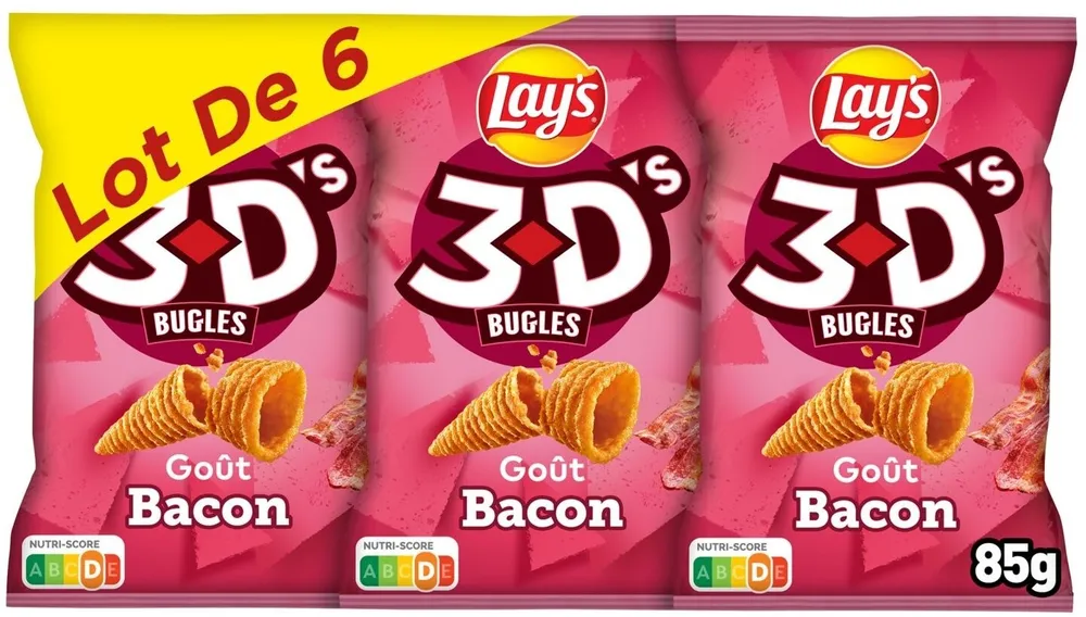 Lay's 3D's Bugles goût bacon lot de 6 x 85 g