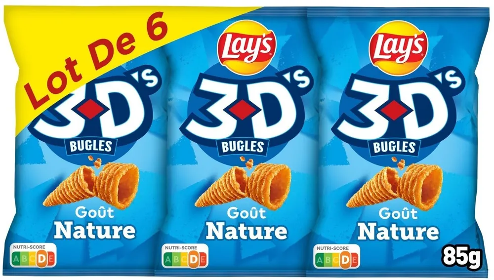 Lay's 3D's Bugles goût nature lot de 6 x 85 g