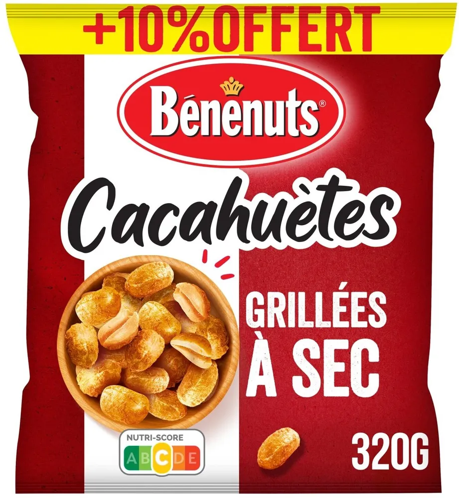 Bénénuts Cacahuètes grillées à sec 320 g + 10% offert