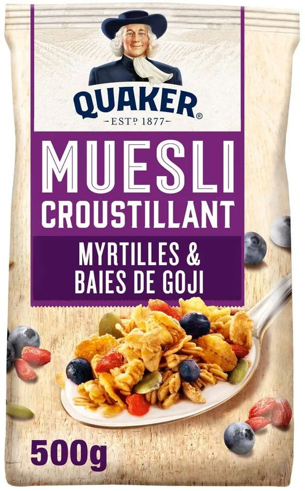 Quaker Muesli Croustillant Myrtilles & baies de goji